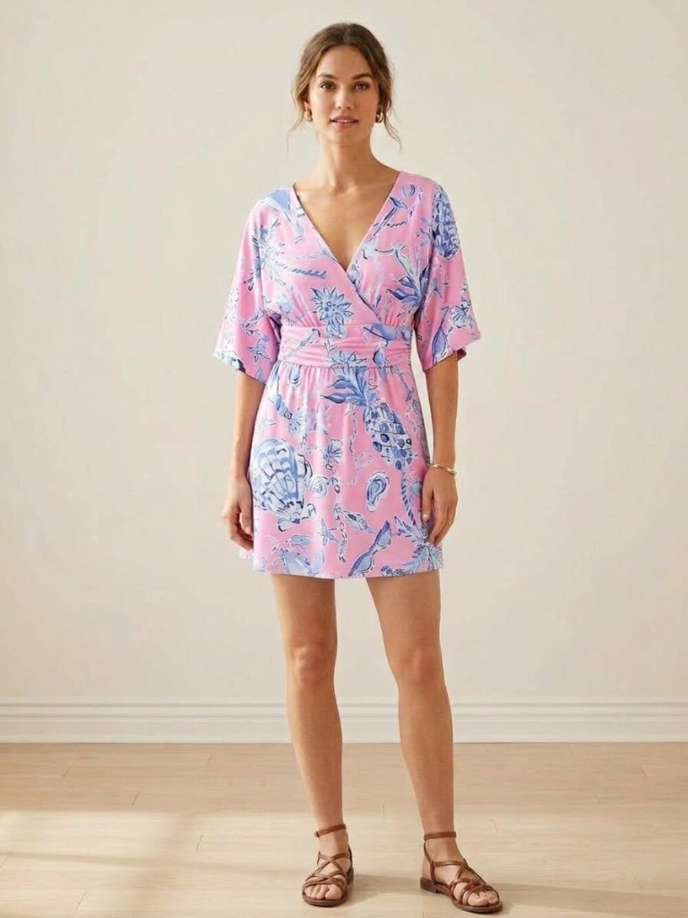 Lilly Pulitzer Parigi pink & blue nautical skort romper, size M